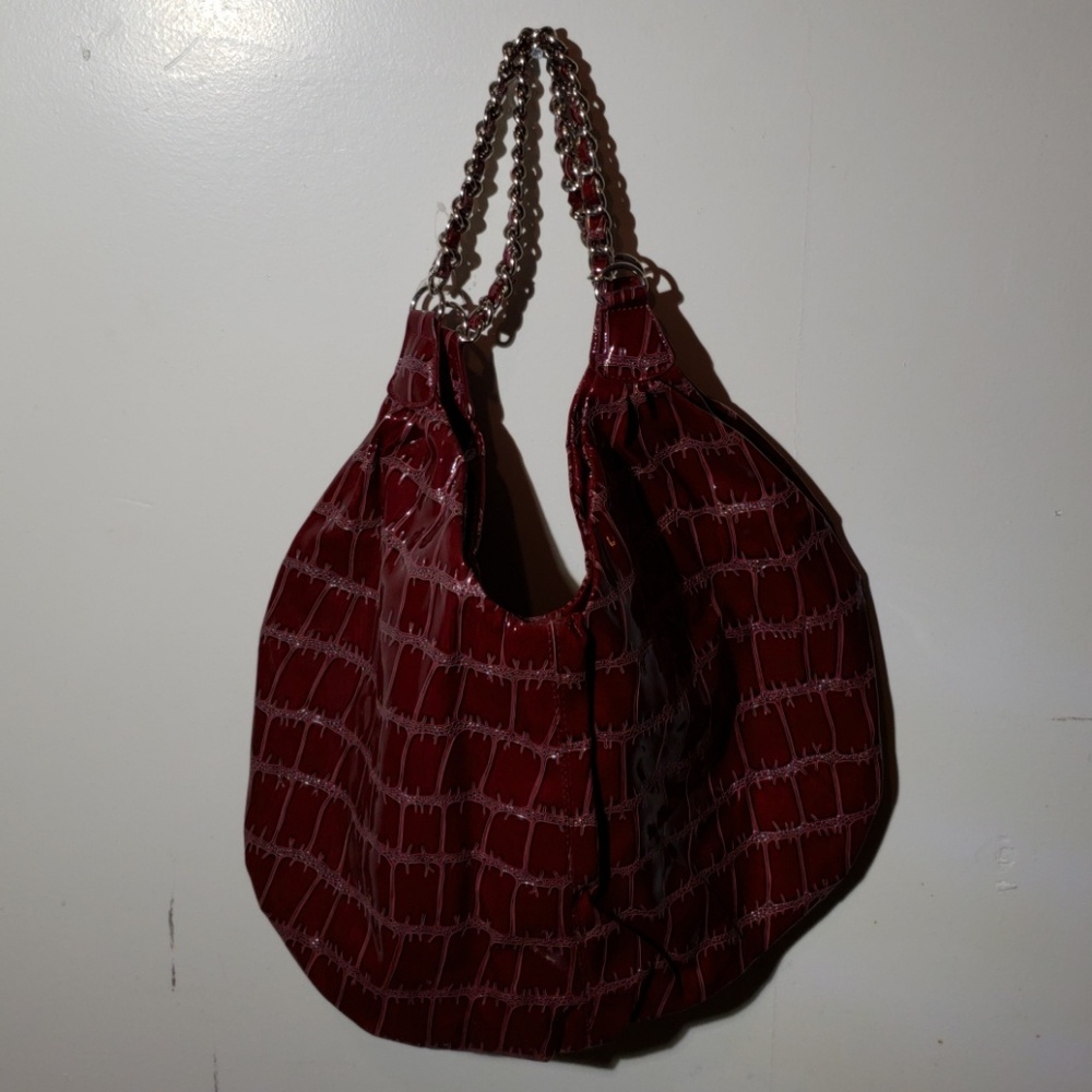 No brand burgundy shoulder handbag